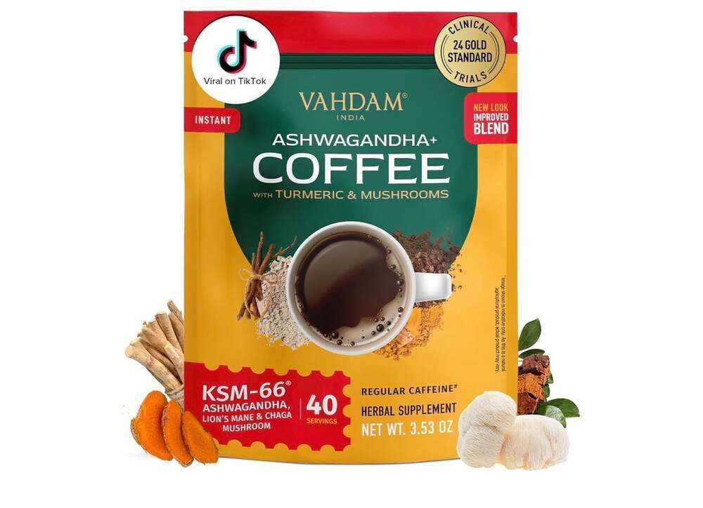 VAHDAM India Instant Ashwagandha+ Coffee, 40 Servings